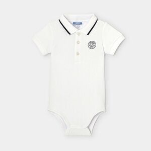 Jacadi Paris Baby Boy Polo Cotton Pique Bodysuit 6m White Logo Luxury Designer